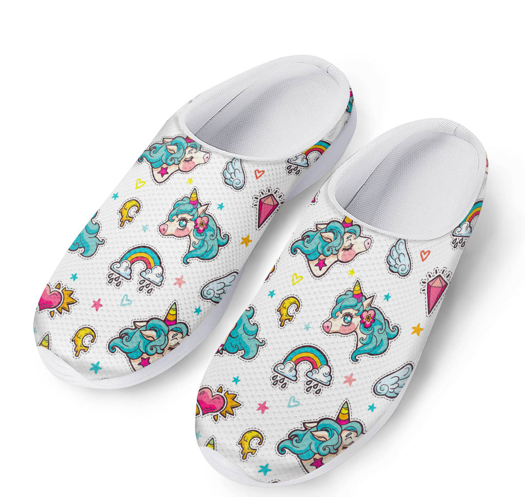 Little Girly Unicorn Pattern Print Mesh Casual Shoes