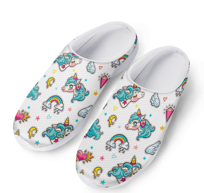 Little Girly Unicorn Pattern Print Mesh Casual Shoes