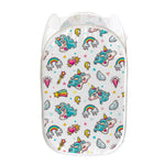 Little Girly Unicorn Pattern Print Mesh Laundry Hamper