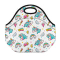 Little Girly Unicorn Pattern Print Neoprene Lunch Bag