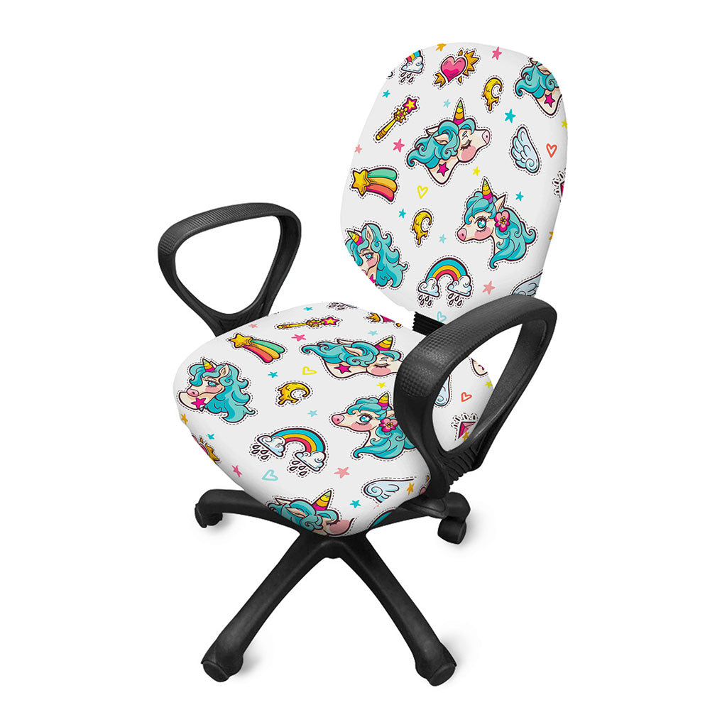 Little Girly Unicorn Pattern Print Office Chair Cover