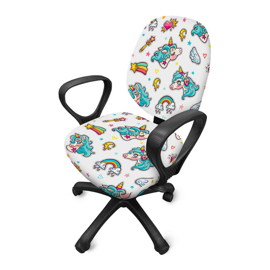 Little Girly Unicorn Pattern Print Office Chair Cover