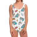 Little Girly Unicorn Pattern Print One Piece Swimsuit