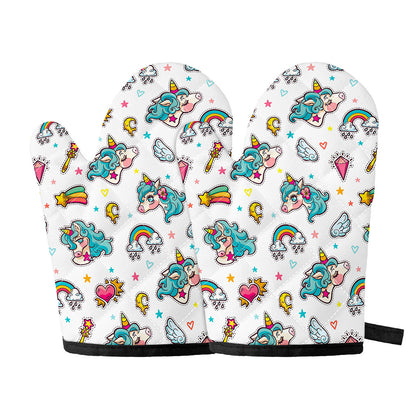 Little Girly Unicorn Pattern Print Oven Mitts