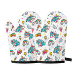 Little Girly Unicorn Pattern Print Oven Mitts