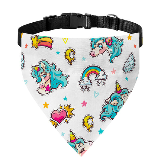 Little Girly Unicorn Pattern Print Over The Collar Dog Bandana