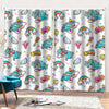 Little Girly Unicorn Pattern Print Pencil Pleat Curtains