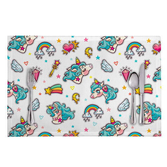 Little Girly Unicorn Pattern Print Placemat
