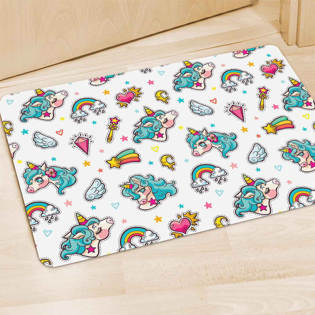 Little Girly Unicorn Pattern Print Polyester Doormat
