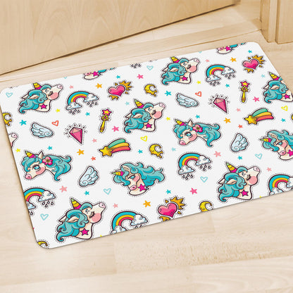 Little Girly Unicorn Pattern Print Polyester Doormat