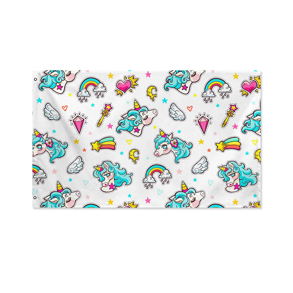 Little Girly Unicorn Pattern Print Polyester Flag