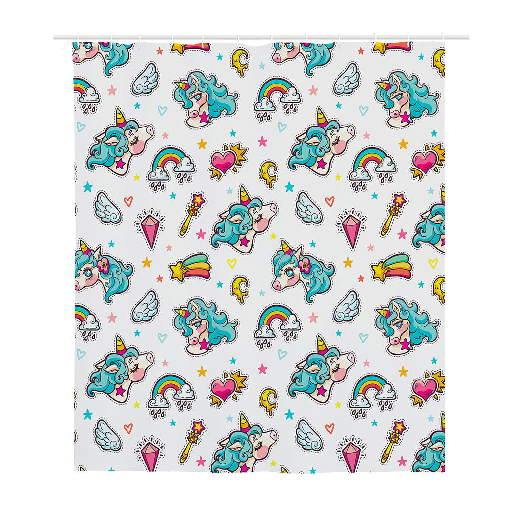Little Girly Unicorn Pattern Print Polyester Shower Curtain
