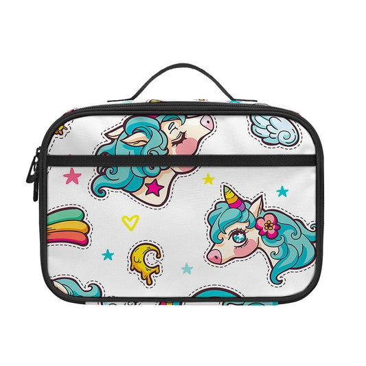 Little Girly Unicorn Pattern Print Portable Lunch Bag