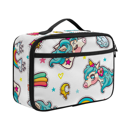 Little Girly Unicorn Pattern Print Portable Lunch Bag
