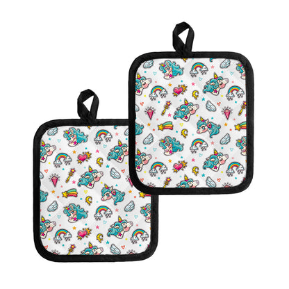 Little Girly Unicorn Pattern Print Pot Holders