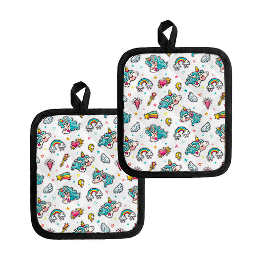 Little Girly Unicorn Pattern Print Pot Holders