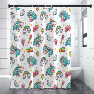 Little Girly Unicorn Pattern Print Premium Shower Curtain