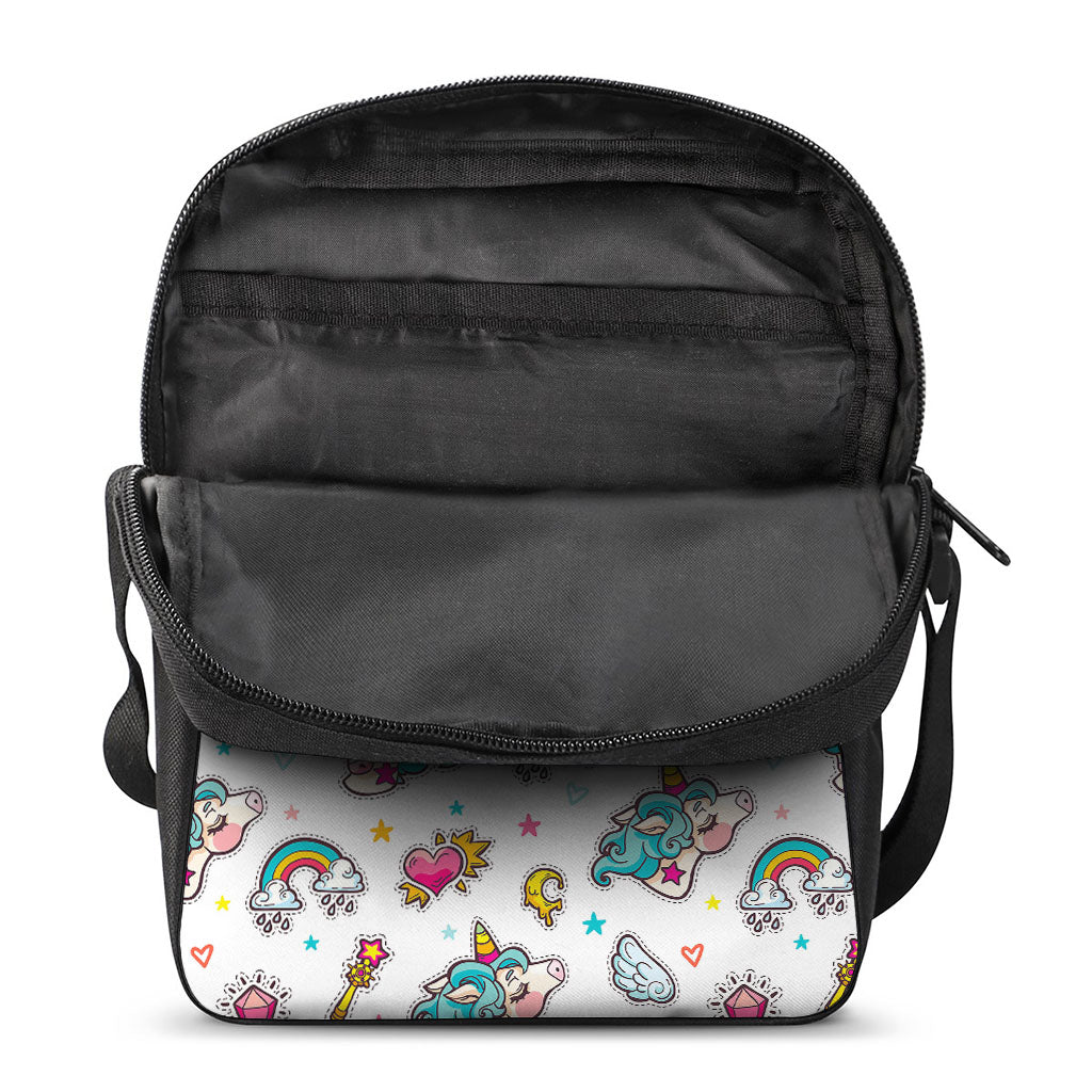 Little Girly Unicorn Pattern Print Rectangular Crossbody Bag