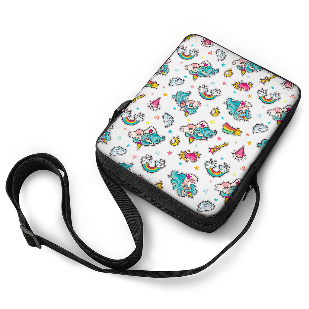 Little Girly Unicorn Pattern Print Rectangular Crossbody Bag