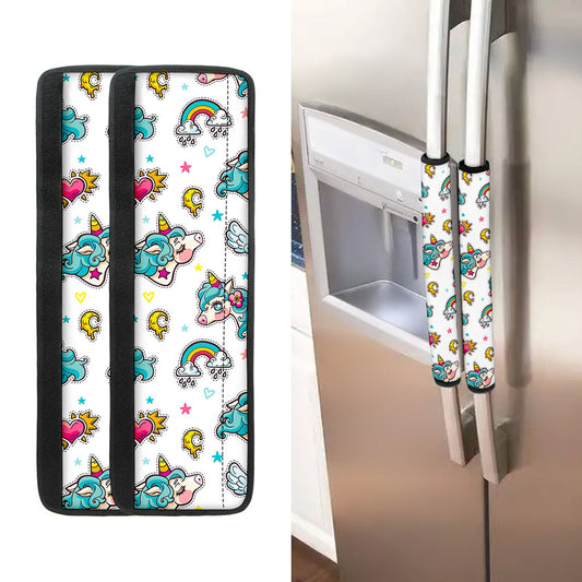 Little Girly Unicorn Pattern Print Refrigerator Handle Covers