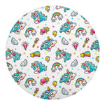 Little Girly Unicorn Pattern Print Round Blanket