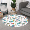 Little Girly Unicorn Pattern Print Round Rug