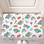 Little Girly Unicorn Pattern Print Rubber Doormat