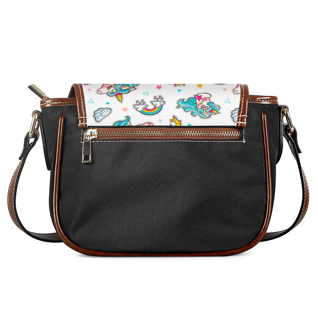 Little Girly Unicorn Pattern Print Saddle Bag