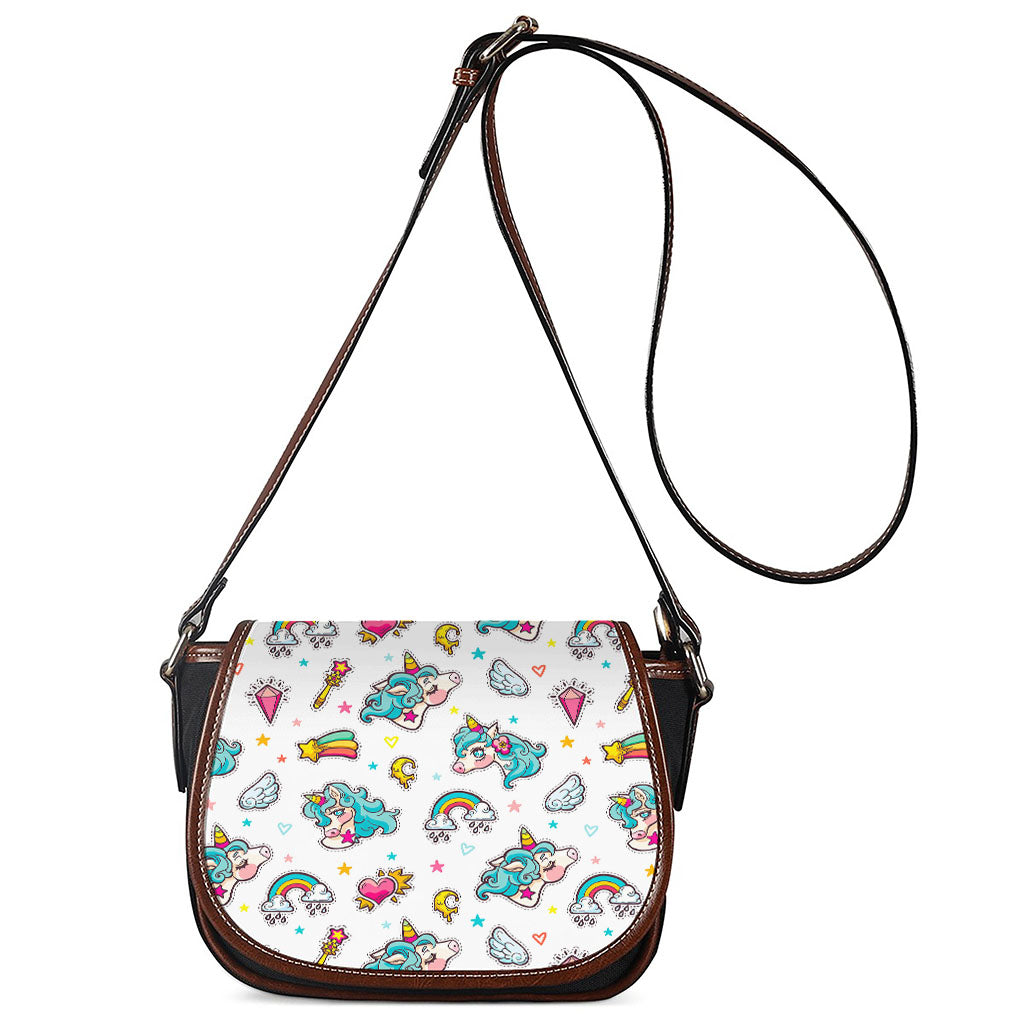 Little Girly Unicorn Pattern Print Saddle Bag