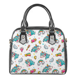 Little Girly Unicorn Pattern Print Shoulder Handbag