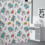 Little Girly Unicorn Pattern Print Shower Curtain