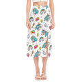 Little Girly Unicorn Pattern Print Side Slit Midi Skirt