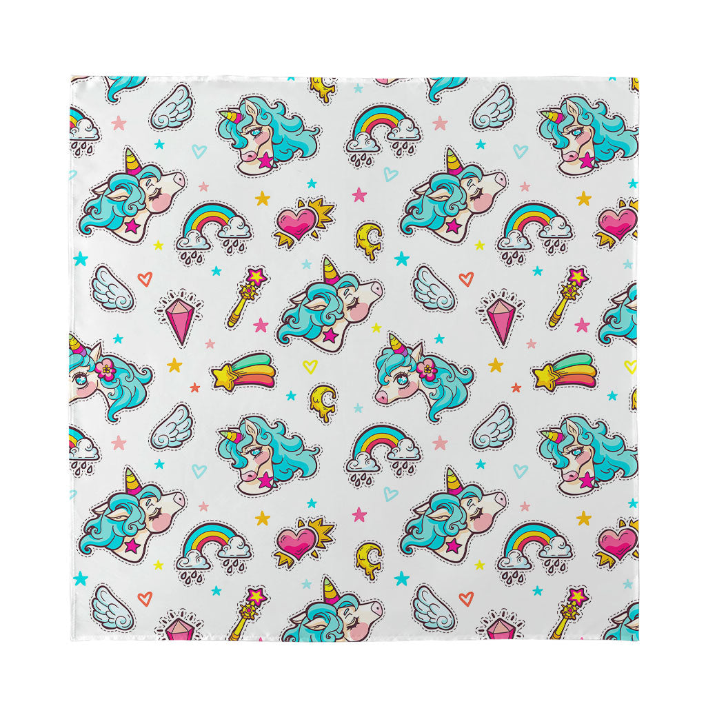 Little Girly Unicorn Pattern Print Silk Bandana