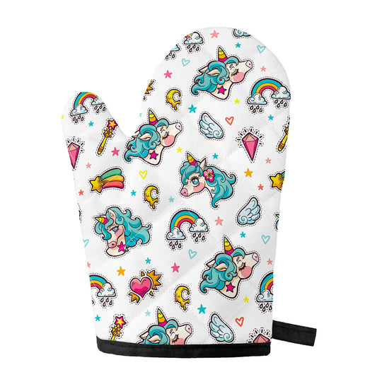 Little Girly Unicorn Pattern Print Single Oven Mitt