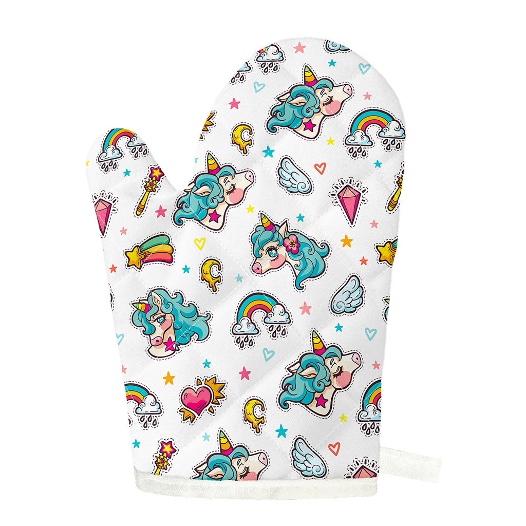 Little Girly Unicorn Pattern Print Single Oven Mitt