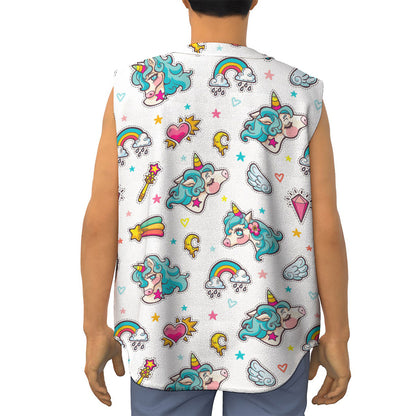 Little Girly Unicorn Pattern Print Sleeveless Baseball Jersey
