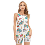 Little Girly Unicorn Pattern Print Sleeveless One Piece Swimsuit