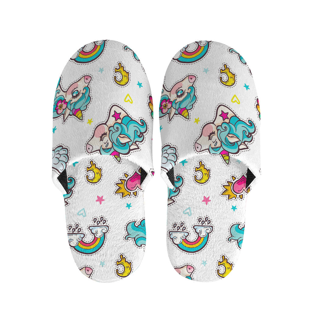 Little Girly Unicorn Pattern Print Slippers