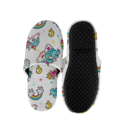 Little Girly Unicorn Pattern Print Slippers