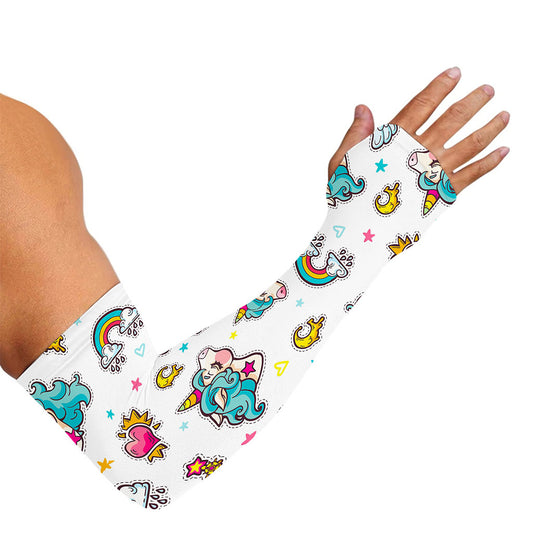 Little Girly Unicorn Pattern Print Sun Protection Arm Sleeves