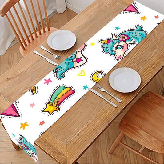 Little Girly Unicorn Pattern Print Table Runner