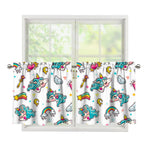 Little Girly Unicorn Pattern Print Tier Curtains