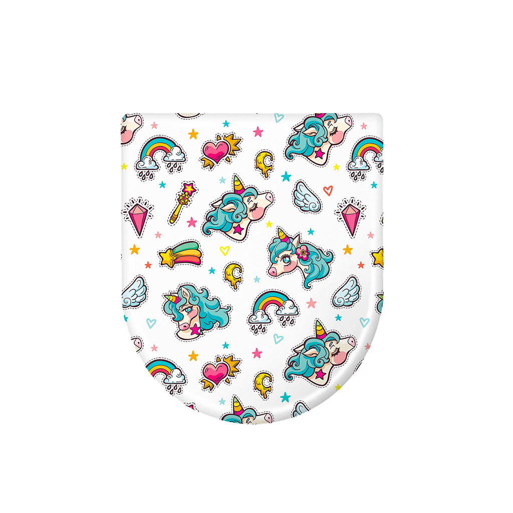 Little Girly Unicorn Pattern Print Toilet Lid Cover