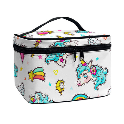 Little Girly Unicorn Pattern Print Travel Makeup Bag