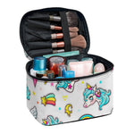 Little Girly Unicorn Pattern Print Travel Makeup Bag