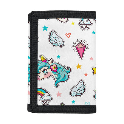 Little Girly Unicorn Pattern Print Trifold Wallet