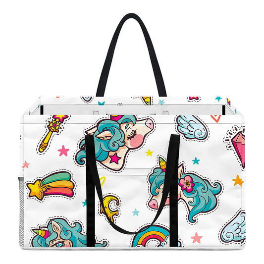 Little Girly Unicorn Pattern Print Utility Tote Bag
