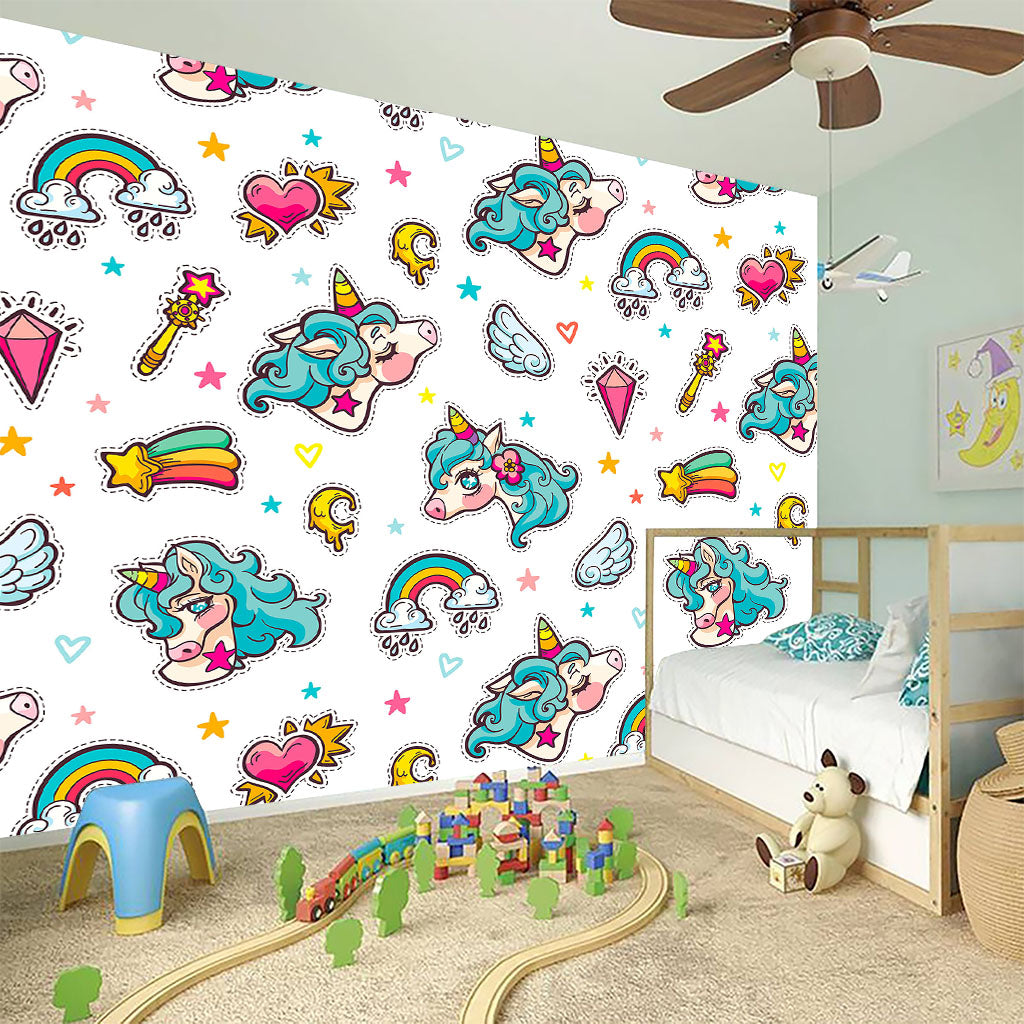 Little Girly Unicorn Pattern Print Wall Sticker