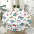 Little Girly Unicorn Pattern Print Waterproof Round Tablecloth
