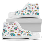 Little Girly Unicorn Pattern Print White High Top Sneakers